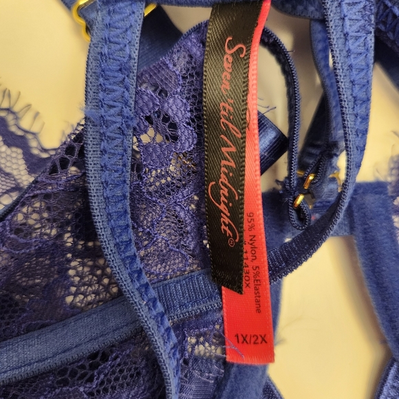 Seven Til Midnight Satin And Eyelash Lace Bra And Panty Set With Removable Harne - Picture 5 of 6